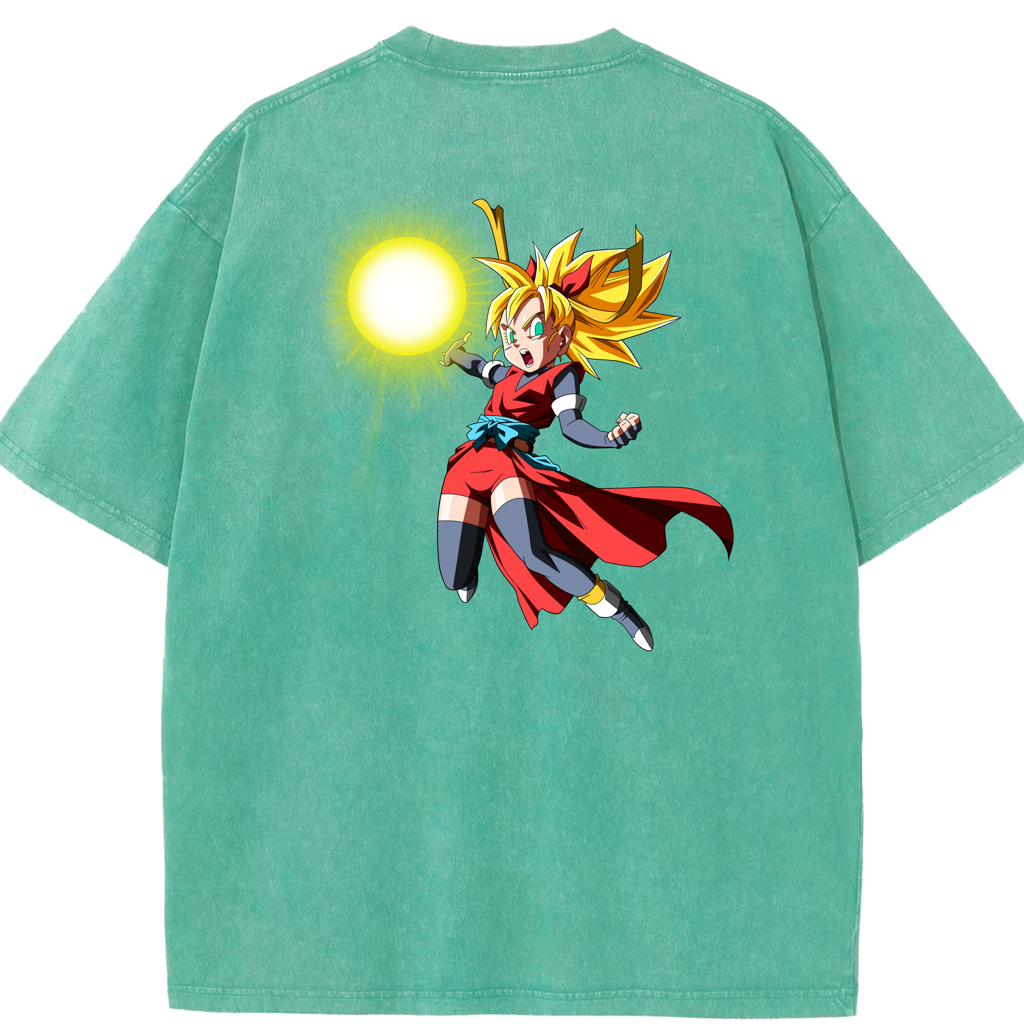 （画像用） ドラゴンボール カリフラ DRAGON BALL Caulifla 綿100% ヴィンテージ風 半袖Tシャツ（背面プリント）